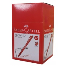 Faber-Castell Click X 7 (0.7 mm) Ball Pen Retractable - Red ( 1 Box @ 60 pcs)