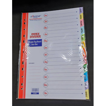 Finepap File Index Divider -  Jan - Dec  (1 Set/Pack) - S1603