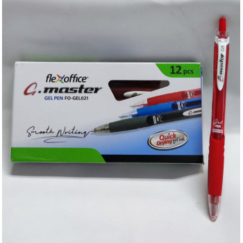 (12pcs / Box) FlexOffice - G-Master 0.5mm Retractable Gel Pen - Red ( FO-GEL021)