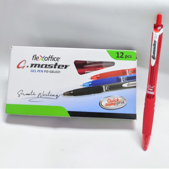 (12pcs / Box) FlexOffice - G-Master 0.7mm Retractable Gel Pen - Red ( FO-GEL021)