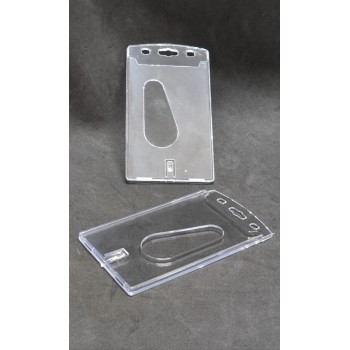 Clear Transparent Casing Acces Card / ID Card Holder Front With Thumb Slide & Clip Holder (Bottom) 