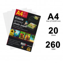 Kidario Glossy Photo Paper Image Printing A4 260gsm  - (20 Sheet)