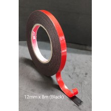 12mm x 8m Double Sided PE Foam Tape (Black)