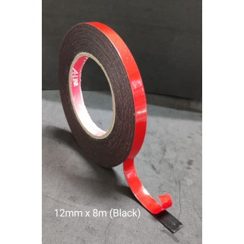 12mm x 8m Double Sided PE Foam Tape (Black)