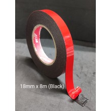 18mm x 8m Double Sided PE Foam Tape (Black)