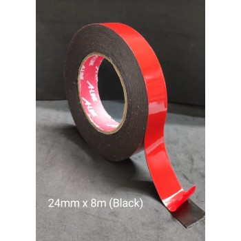 24mm x 8m Double Sided PE Foam Tape (Black)