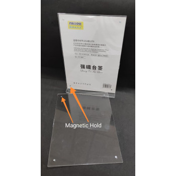 Acrylic Display  / Leaflet Holder (Magnetic) ( A4 -T-Shape-Vertical) / Brochure Leaflet  Menu Stand Counter - 210mm(W) x 297mm(H) (PY-808)