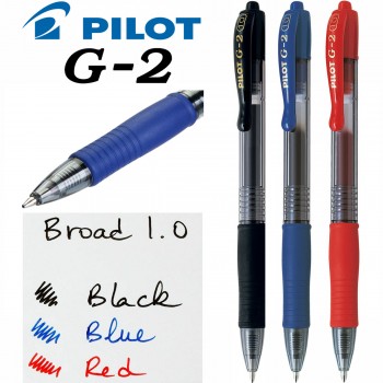 Pilot G2 Retractable Gel Pen 1.0mm (Black/Blue/Red)