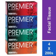 Premier Facial Tissue Box (2ply x 200's) - 4 Box's / Pack