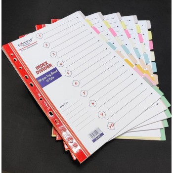 Finepap File Index Divider - 10 Tabs/Colours x 5 Sets ( S1608 )