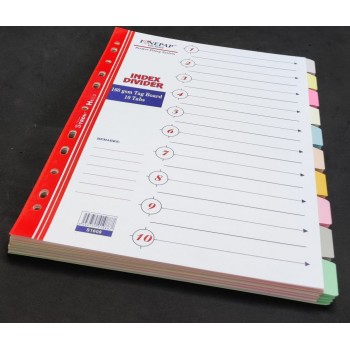 Finepap File Index Divider - 10 Tabs/Colours x 5 Sets ( S1608 )