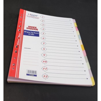 Finepap File Index Divider -12 Tabs/Colours x 4 Sets (160gsm)- ( S1609)