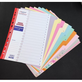 Finepap File index Divider - With Numbering 1-20 (160gsm) (1 Set/Pack) - ( S1620 )