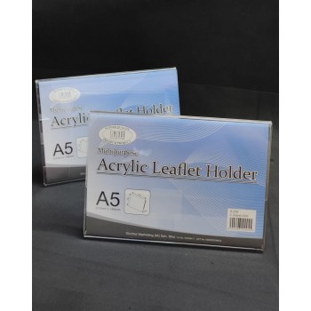 Acrylic Display / Leaflet Holder L A5  (L-Shape -Horizontal) / Brochure Leaflet Catalog QR Code Menu Stand CounterStand - (S206-A5H) - 210mm x 148mm