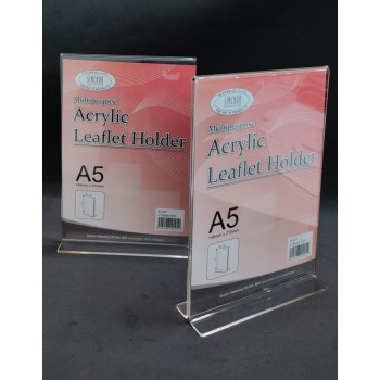 Acrylic Display / Leaflet Holder A5V (T-Shape -Double Side-Vertical) / Brochure Leaflet Catalog QR Code Menu Stand Counter Stand -(S207-A5V) - 148mm x 210mm