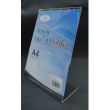 Acrylic Display / Leaflet Holder L A4V (L-Shape -VERTICAL) / Brochure Leaflet Catalog QR Code Menu Stand CounterStand - (S208-A4V) - 297mm x 210mm