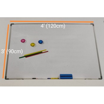 Magnetic Whiteboard (Single Sided) With Aluminium Frame - 3' x 4' (90cm x 120cm)