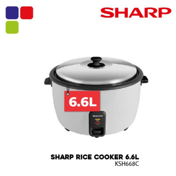 [SPECIAL OFFER - BRAND NEW INCENTIVE SET - LAST UNIT] Sharp 6.6L Commercial Rice Cooker KS-H668C-WH / Periuk Nasi - Stainless Steel Lid , Keeps Warm Function 