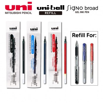 (Refill Ink UMR-10) - Ink Refill For Uni-ball Signo Broad Gel Pen (1.0mm) - Black / Blue / Red