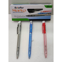 (12pcs / Box) - Flexoffice Startup Retractable Ball Pen  0.5mm / (Pen Mata Bulat 0.5mm) - Black / Blue / Red