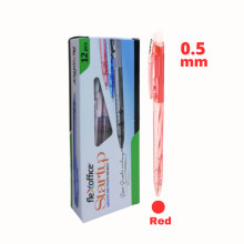 (12pcs / Box) - Flexoffice Startup Retractable Ball Pen  0.5mm / (Pen Mata Bulat 0.5mm) - Red