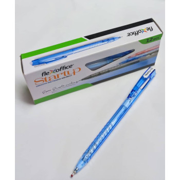 (12pcs / Box) - Flexoffice Startup Retractable Ball Pen  0.5mm / (Pen Mata Bulat 0.5mm) - Blue