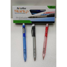 (12pcs / Box) - Flexoffice Startup Retractable Ball Pen  0.7mm / (Pen Mata Bulat 0.7mm) - Black / Blue / Red