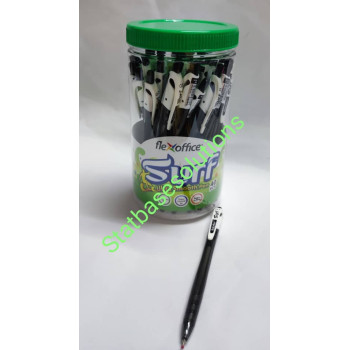 (40's / Bucket) - FlexOffice Surf 0.7mm Ultra Smooth Pen Ball Pen - Black