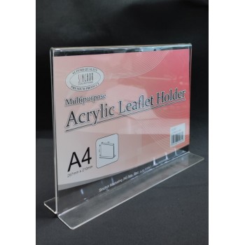 Acrylic Display/ Leaflet Holder TA4H (T-Shape-Double Side-Horizontal) / Brochure Leaflet Catalog  Menu Stand Counter Stand -(S252 - A4H) - 297mm x 210mm